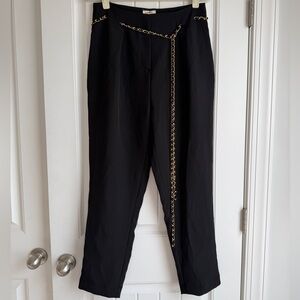 Vici Black Trousers with Gold Chain Detail